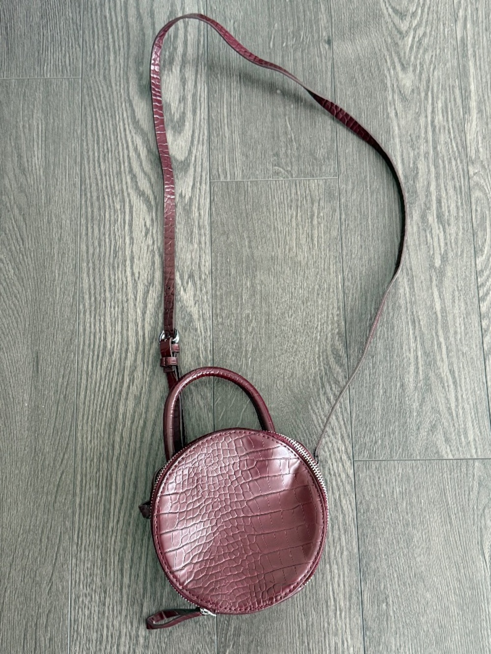 Zara circle round burgundy crossbody purse